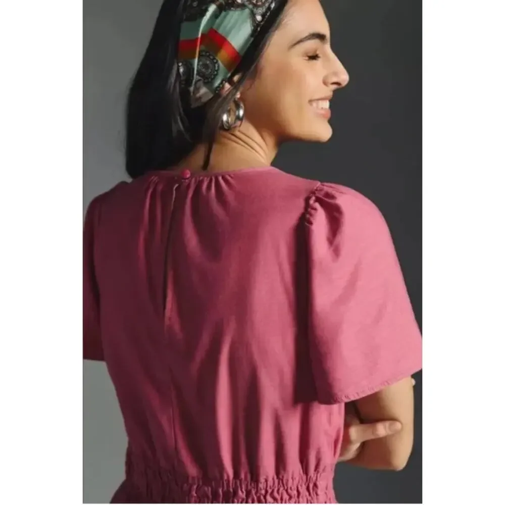 Anthropologie Somerset Jumpsuit Womens XS Pink Wide Leg Boho Casual Cottage‎